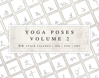 Yoga Pose Stick Figures | Yoga Illustrations for Yoga Class Planner | Graphics for Yoga Sequences | Yoga Images for yoga stickers & yoga mug