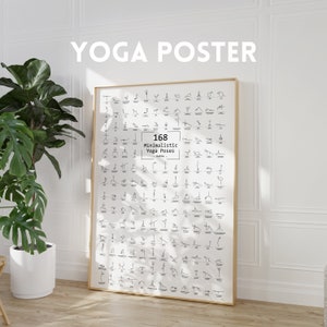 Poster di posizioni yoga in formato A1 e 24"x36" | Figure stilizzate di Yoga Hatha | Poster di yoga da stampare | Decorazione yoga | Murale yoga per studio di yoga