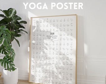 Yoga Poses Poster in A1 & 24"x36" | Yoga Stick Figure Poster | Printable Yoga Poster | Yoga Room Decor | Yoga gift for her | Yoga Beginner