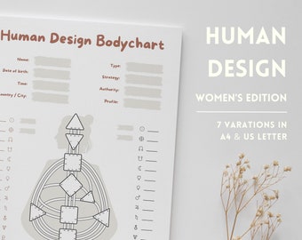 Human Design Bodygraph Womens Edition | Human Design Chart PDF | Human Design Overview | Human Design Notes | HD Bodygraph Templates