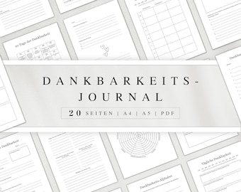 Gratitude journal as PDF version in German (A4 & A5) | 20 minimalist journal pages to print out or use digitally on the iPad