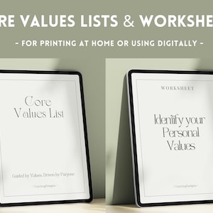 Core Values List | Core Values for Kids | Identifying Core Values | Clarification Values Worksheets | Values for Business | Values Overview