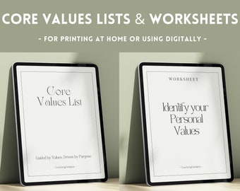 Core Values List | Core Values for Kids | Identifying Core Values | Clarification Values Worksheets | Values for Business | Values Overview