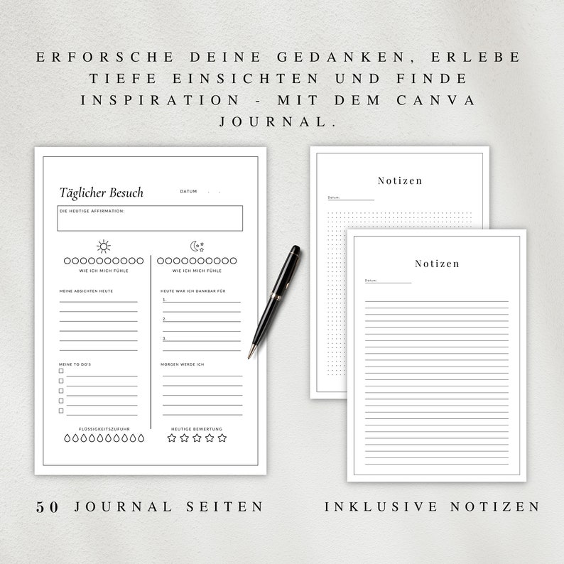 My journal as a PDF version in German (A4 & A5) | 50 minimalist diary pages A4 | Can be printed out or used digitally on the iPad image 3