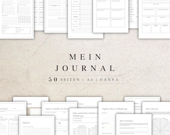 My Journal as Canva Version | 50 Diary Canva Templates A4 | German journal to print out & use digitally | Customizable
