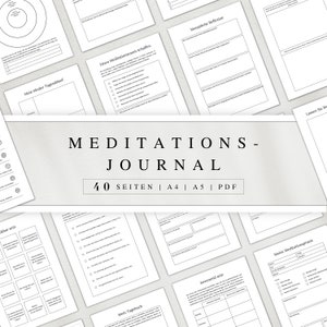 Meditation journal as PDF version in German (A4 & A5) | 40 minimalist journal pages to print out or use digitally on the iPad