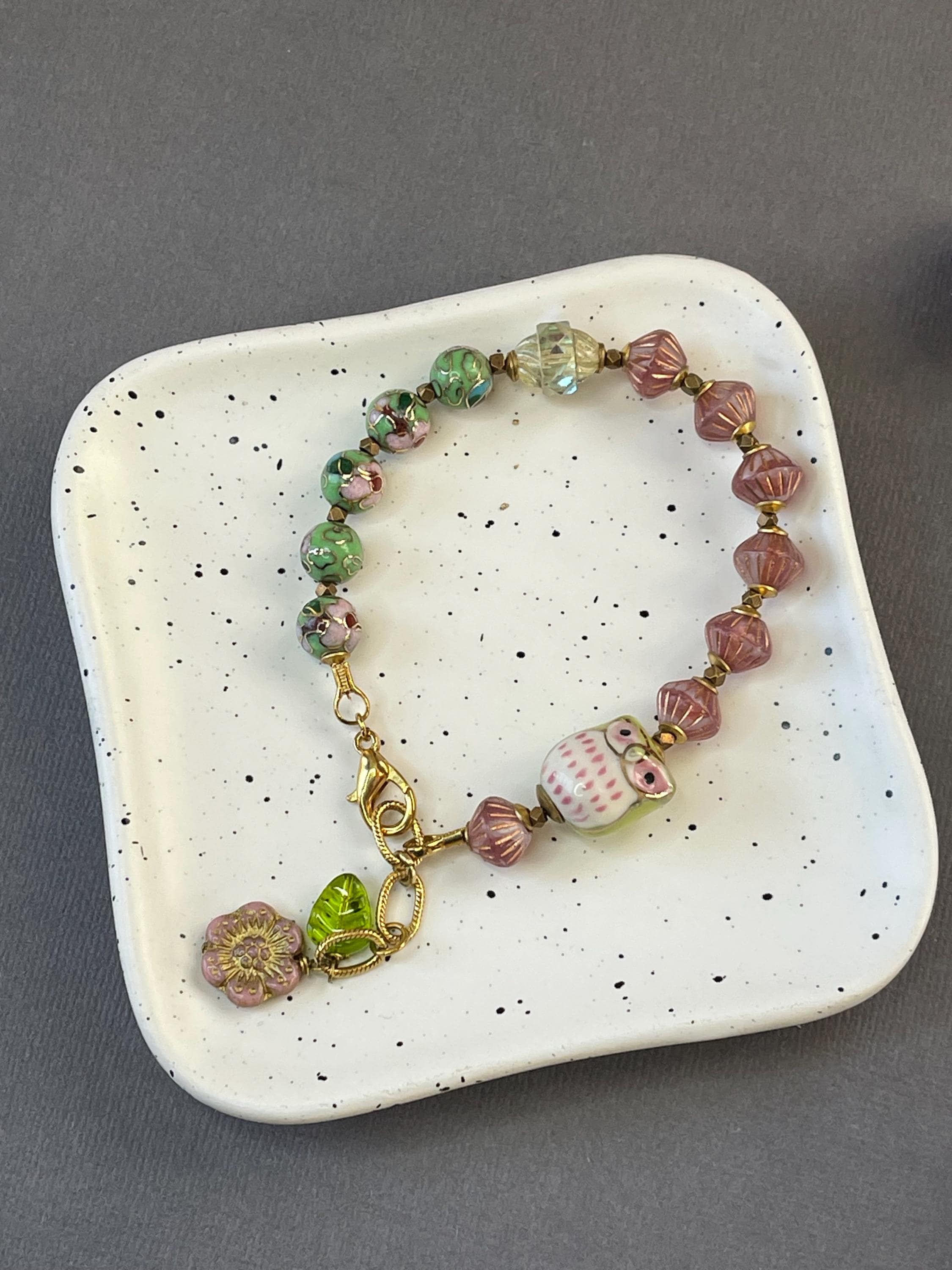 Owl Bracelet - Enamel - Charm Bracelet - Whimsical Jewelry