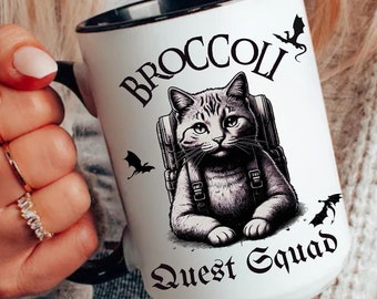 Onyx Storm Mug Broccoli Quest Squad Cat Fourth Wing Ridoc Quest Squad Violet Sorrengail Basgiath War College Xaden Riorson Bookish Gift Idea