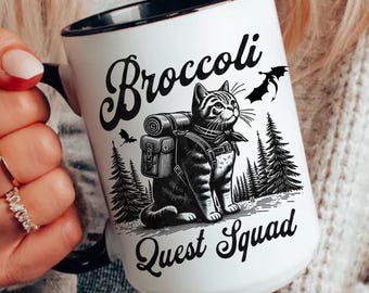 Broccoli The Fierce Mug, Onyx Storm, Broccoli Quest Squad Cat Fourth Wing Ridoc Quest Squad  Basgiath War College Xaden Riorson Bookish Gift