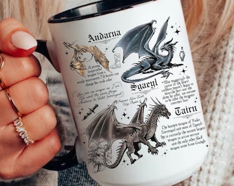 Taza Onyx Storm, dragones del cuarto ala Tairn Andarna, jinete de dragón, Basgiath War College, regalo literario para lectores, Violet Sorrengail, taza literaria