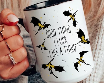 Taza "Menos mal que follo como una tercera", cita de Xaden Riorson, taza "Cuarta Ala", camiseta Onyx Storm, regalo literario de Basgiath War College para lectores, Booktok