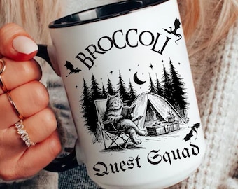 Onyx Storm Mug Broccoli Quest Squad Cat Fourth Wing Ridoc Quest Squad Violet Sorrengail Basgiath War College Xaden Riorson Bookish Gift Idea