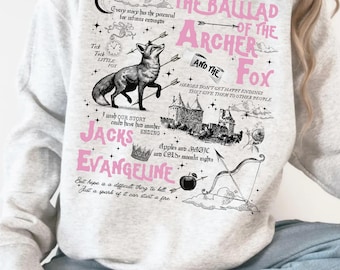 Sudadera "Balada del Arquero y el Zorro", "Érase una vez un corazón roto", regalo para amantes de los libros, sudadera con capucha para amantes de los libros, merchandising de Booktok, gráfico romántico