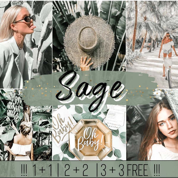 20 Sage Green Lightroom Presets Mobile Desktop Professional | Blogger Instagram Influencer Filter Preset Theme Plant Travel Vacation Wedding