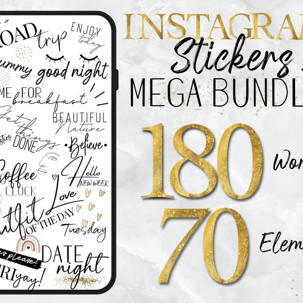 250+ Instagram Story Sticker Bundle | Instagram Story Stickers Basic | For Stories Black White | Blogger | Boho PNG | Instagram template