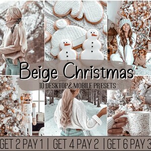 10 Beige Christmas Holiday Lightroom Presets Mobile Desktop Professional Instagram Filter Theme |  Blogger Lifestyle Winter Cream Boho DNG