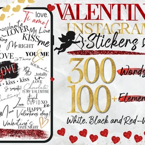450+ Instagram Story Sticker Valentines Bundle | Instagram Stickers For Stories | Digital Stickers | Valentine | Lettering | Love | TikTok