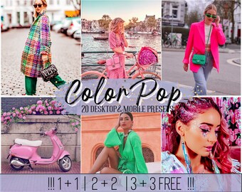 20 Color Pop Lightroom Presets Mobile Desktop | Blogger Instagram Influencer Filter Preset | Lifestyle  | Colorful presets | Vibrant preset