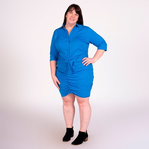 plus size wrap dress short Women Plus Size V Neck Wrap Dress Casual High Waist A Line Short Sleeves Midi Dress with Belt