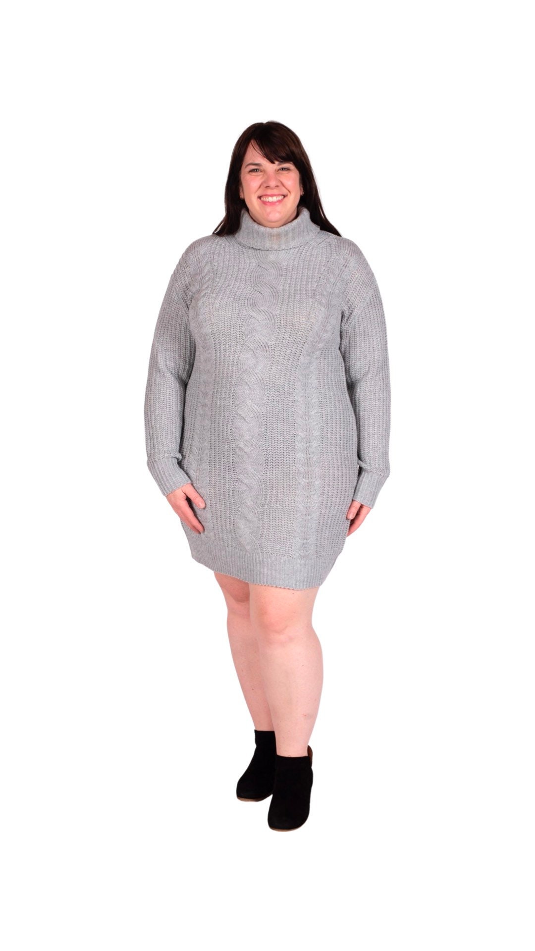 Turtle Neck Sweater Dress Plus Size | Long Sleeve Winter Dress | Holiday Dress | Casual Fitted Sweater | Oversized Stretchy Sweater Dress
