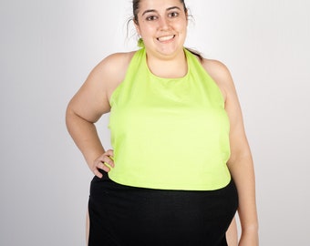 Tie Crop Top for Women | Plus Size Summer Tops | Narrow Neck Sexy Tops | Sleeveless Top | Party Tops | Oversized Top | Trendy Fashion Top