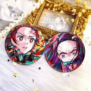 Anime Badge Slayer Characters Tanjiro Anime Characters Accessories, Manga Merch Gifts for Boyfriend Birthday, Personalized Gift For Her