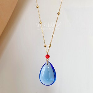 Howl&#39;s Gold Necklace Navy Azurite Cosplay Necklace, Blue Pendant Necklace For Wedding, Jewelry Gift Idea, Anime Necklace, Gift For her
