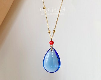 Howl's Cosplay Kette: 18k Vergoldete Kette, Blauer Azurit Anhänger