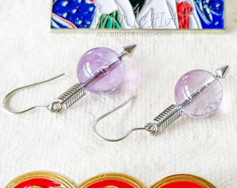 Orecchini a freccia in ametista: gioielli in argento sterling con pietra portafortuna anime
