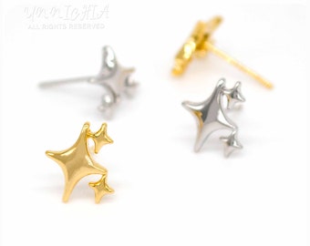 Zierliche himmlische Stern Ohrstecker: 18k Gold Sterling Silber