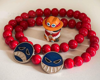 Piraten Anime Perlenarmband und Halskette Schmuckset Cosplay Passendes Set, Einzigartige Geschenkidee für Paar, Geburtstagsgeschenk, Manga Convention Geschenk