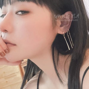 18K Gold Zoro Dangle Earrings, Chic Earrings, Edgy Wedding Earrings Minimalistic Earrings, Anime Earrings, Gift Ideas, Gold Dangle Earrings image 10