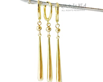 18K Gold Zoro Dangle Oorbellen, chique oorbellen, edgy bruiloft oorbellen minimalistische oorbellen, anime oorbellen, cadeau-ideeën, gouden bungelen oorbellen