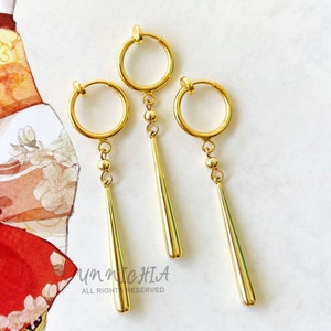 18K Gold Zoro Dangle Earrings, Chic Earrings, Edgy Wedding Earrings Minimalistic Earrings, Anime Earrings, Gift Ideas, Gold Dangle Earrings image 3