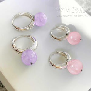 Amethyst Shikon Jewelry Earrings Dome Hoop Sterling Silver, Shikon Four Soul Anime Birthstone Earrings Wedding Earring Birthday Gift For Her