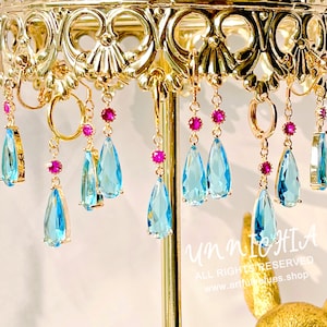 Birthstone Earrings Howls Earrings Blue Crystal Teardrop Wedding Earrings, Women Earrings, Valentine&#39;s Earrings, Dangle and Drop Earrings