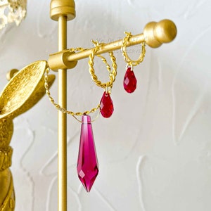 Anime Jewelry Hunter Kurapika Cosplay Earrings Scarlet Gemstone Drop Dangle Wedding Earrings Accessories Boyfriend Girlfriend Birthday Gift