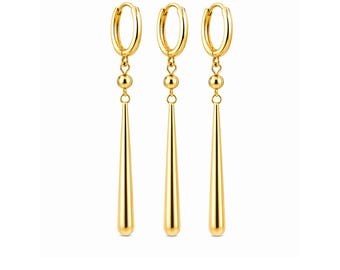 18K Gold Zoro Sword Earrings: Anime Jewelry, Hypoallergenic Dangle Earrings
