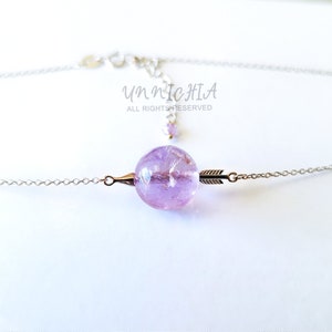 Anime Jewelry Amethyst Choker Sterling Silver Necklace The Jewel of Four Souls Precious Gemstone Charm Necklace Wedding Jewelry Bridal Gift