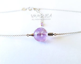 Anime Jewelry Amethyst Choker Sterling Silver Necklace The Jewel of Four Souls Precious Gemstone Charm Necklace Wedding Jewelry Bridal Gift