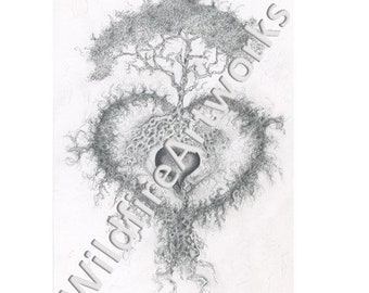 Heart Tree (Digitale Download, origineel getekend in potlood)