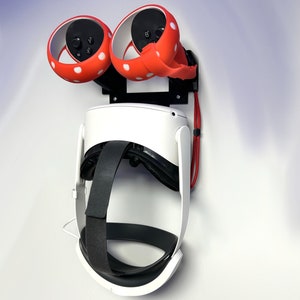 Wall Mount for Meta QUEST 2/3 VR Headset and Controllers - For Use ONLY with Silicon Controller Grips!