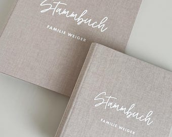 Personalized linen family register A5 and A4 - Civil wedding - Marriage certificate - Hand-bound from genuine linen in beige