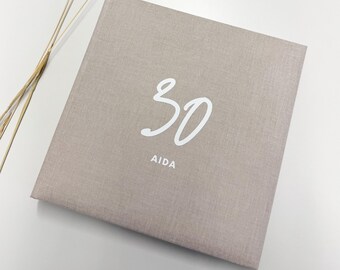 Photo album for a 30th birthday with a genuine linen cover, personal gift, coffee table book, gift for an 18th or milestone birthday