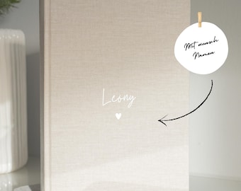 Personalized beige linen A5 notebook with name · Personal gift idea for Christmas · Bullet journal · Diary
