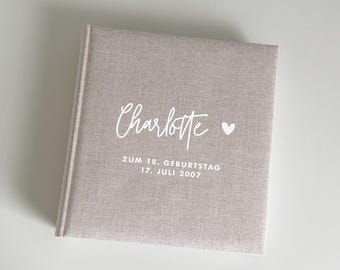 Photo album for an 18th birthday made of genuine linen, personal gift, coffee table book, gift for a special/milestone birthday