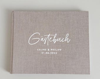 Modern Wedding Guest Book – Personalized Linen Guest Book – Timeless & Minimalist