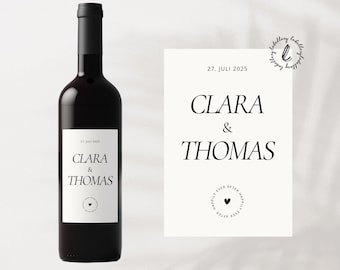 Personalized wedding bottle labels for wine and champagne bottles make an elegant wedding gift.