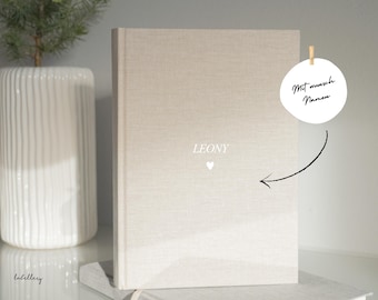 Personalized beige linen A5 notebook with name · Personal gift idea for Christmas · Bullet journal · Diary