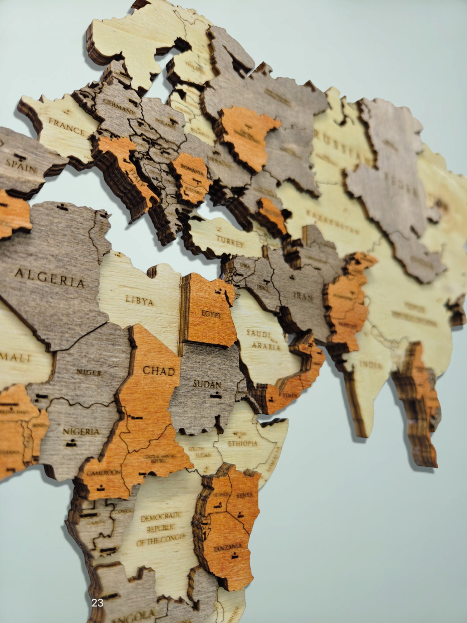 Wood World Map Wall Art Natural and Gray Wood Wall Decorwood Etsy Canada